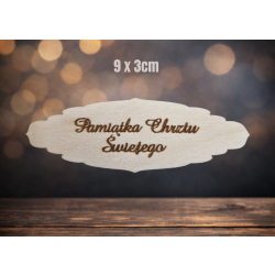 Tabliczka ozdobna 2 9x3cm, Pamiątka Chrztu Świętego, Amaze, sklejka 3mm